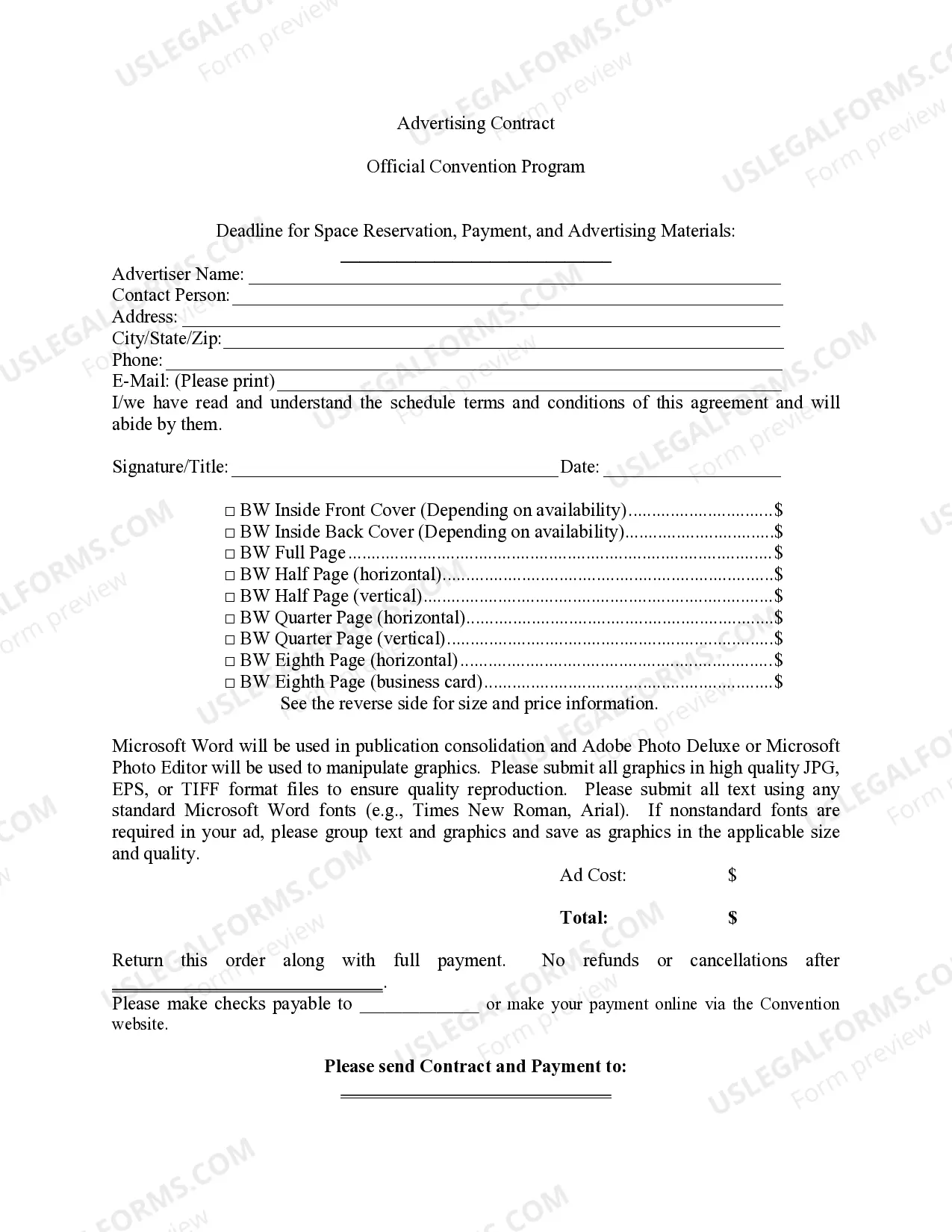 Preview Sample Convention Advertiser Solicitation Letter and Contract