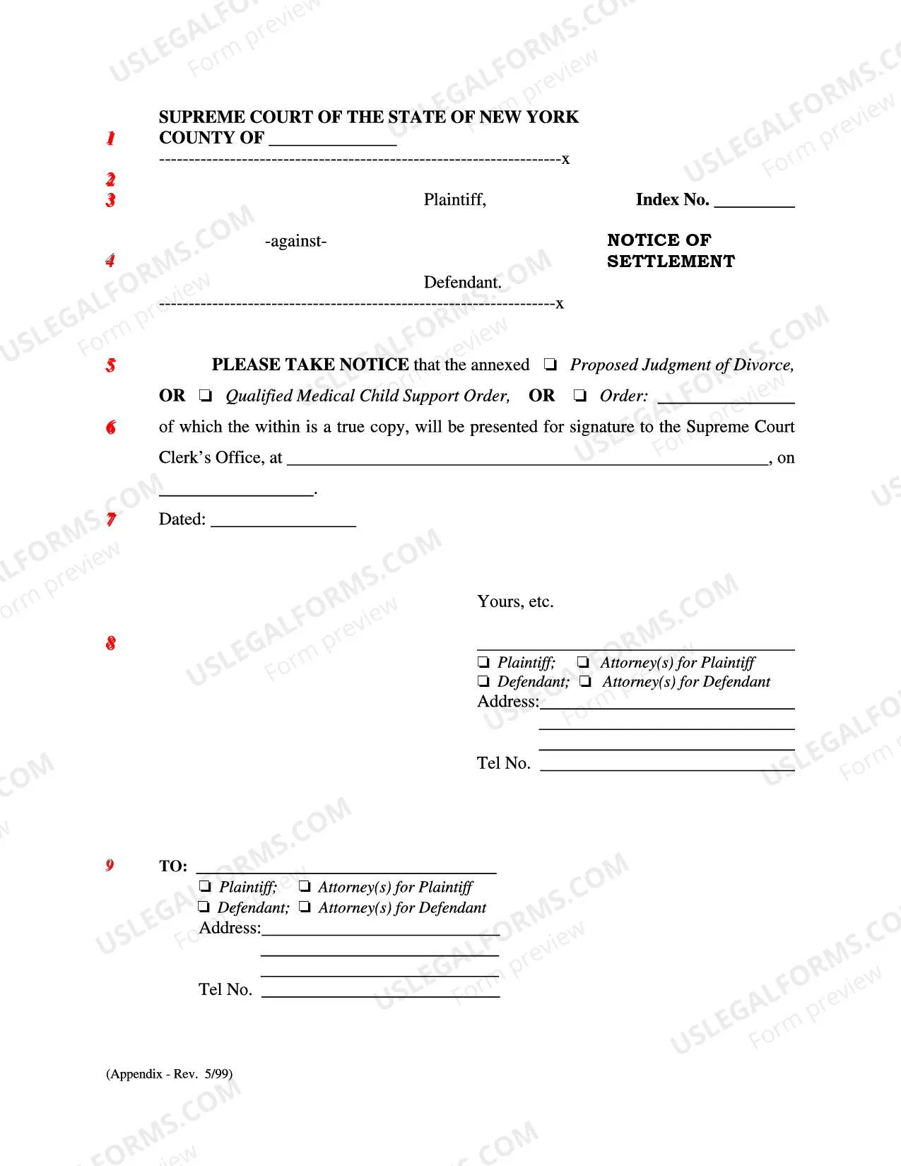 Preview Notice of Settlement