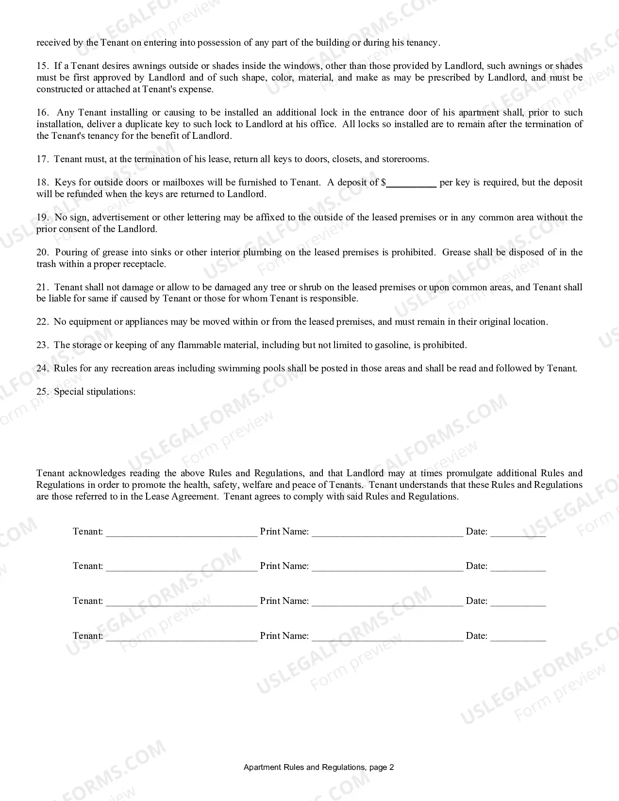 Preview Apartment Rules and Regulations