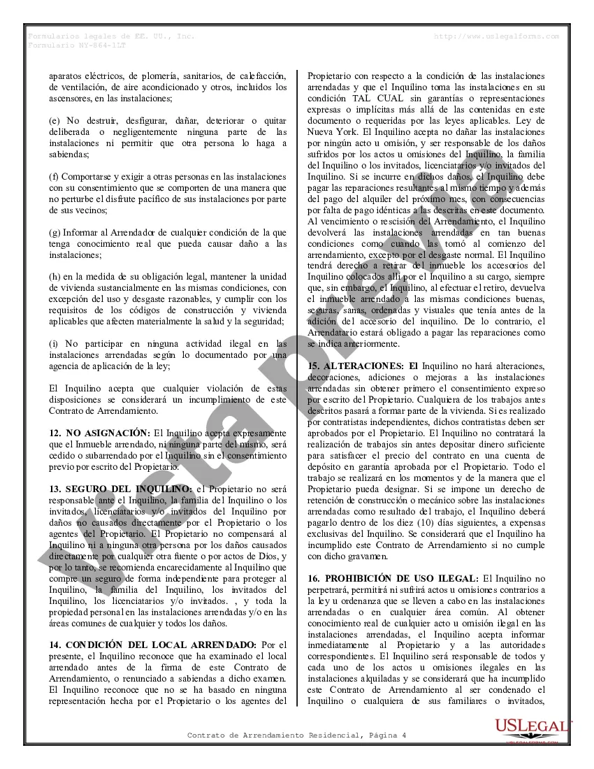 Preview Arrendamiento residencial o contrato de alquiler de mes a mes