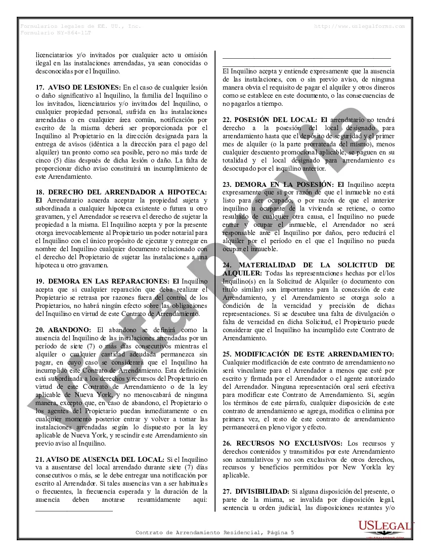 Preview Arrendamiento residencial o contrato de alquiler de mes a mes