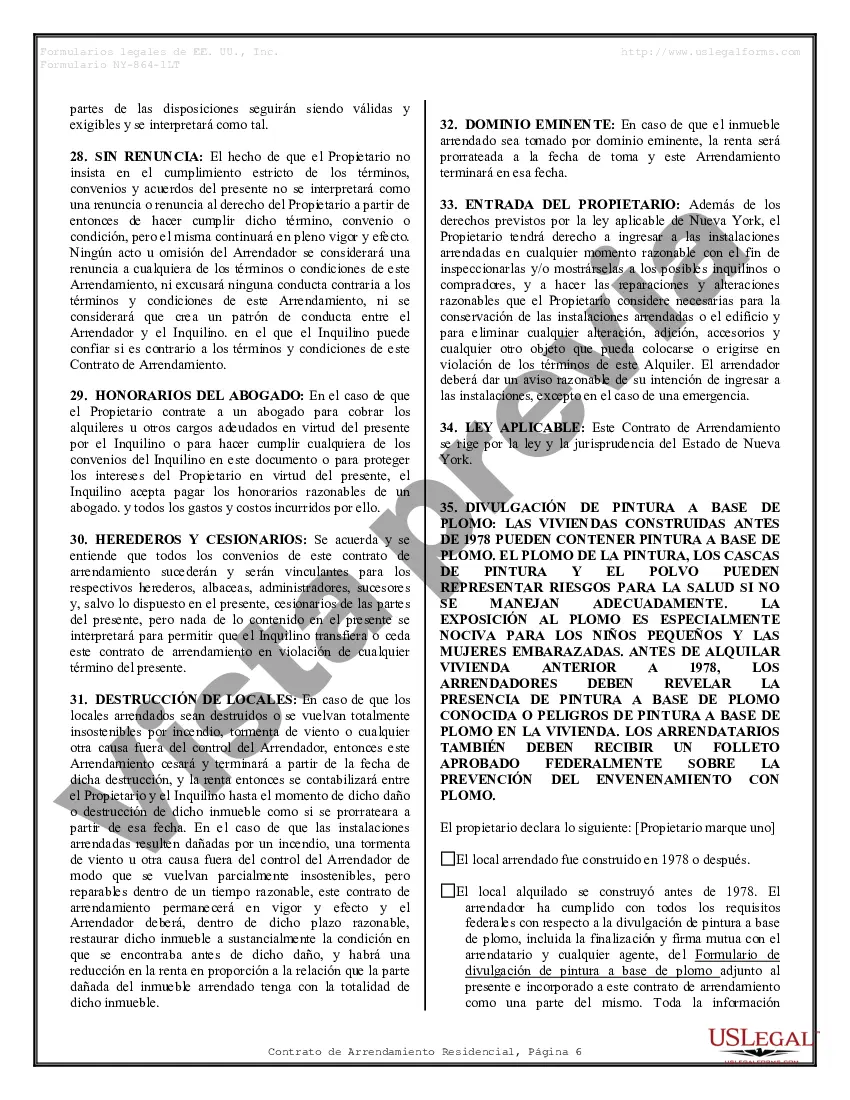 Preview Arrendamiento residencial o contrato de alquiler de mes a mes