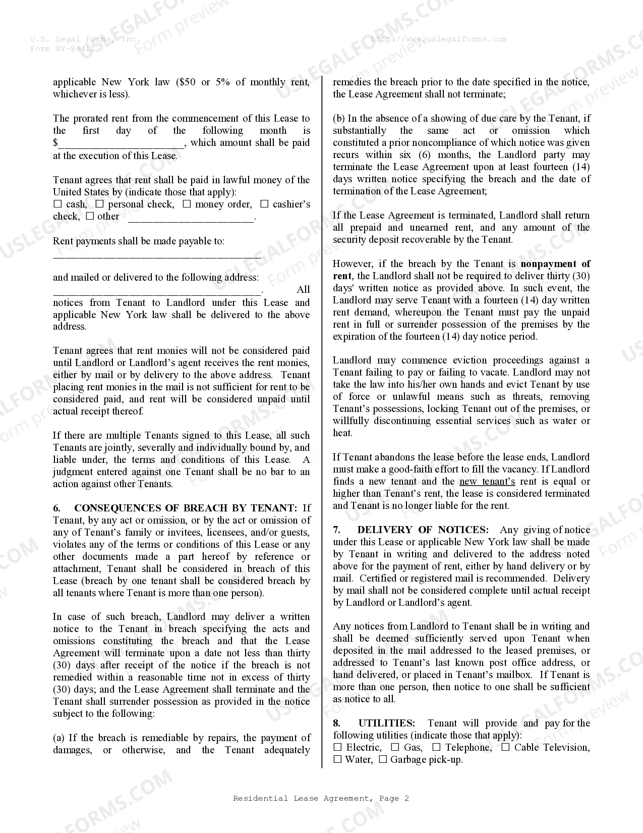 Preview Residential Rental Lease Agreement