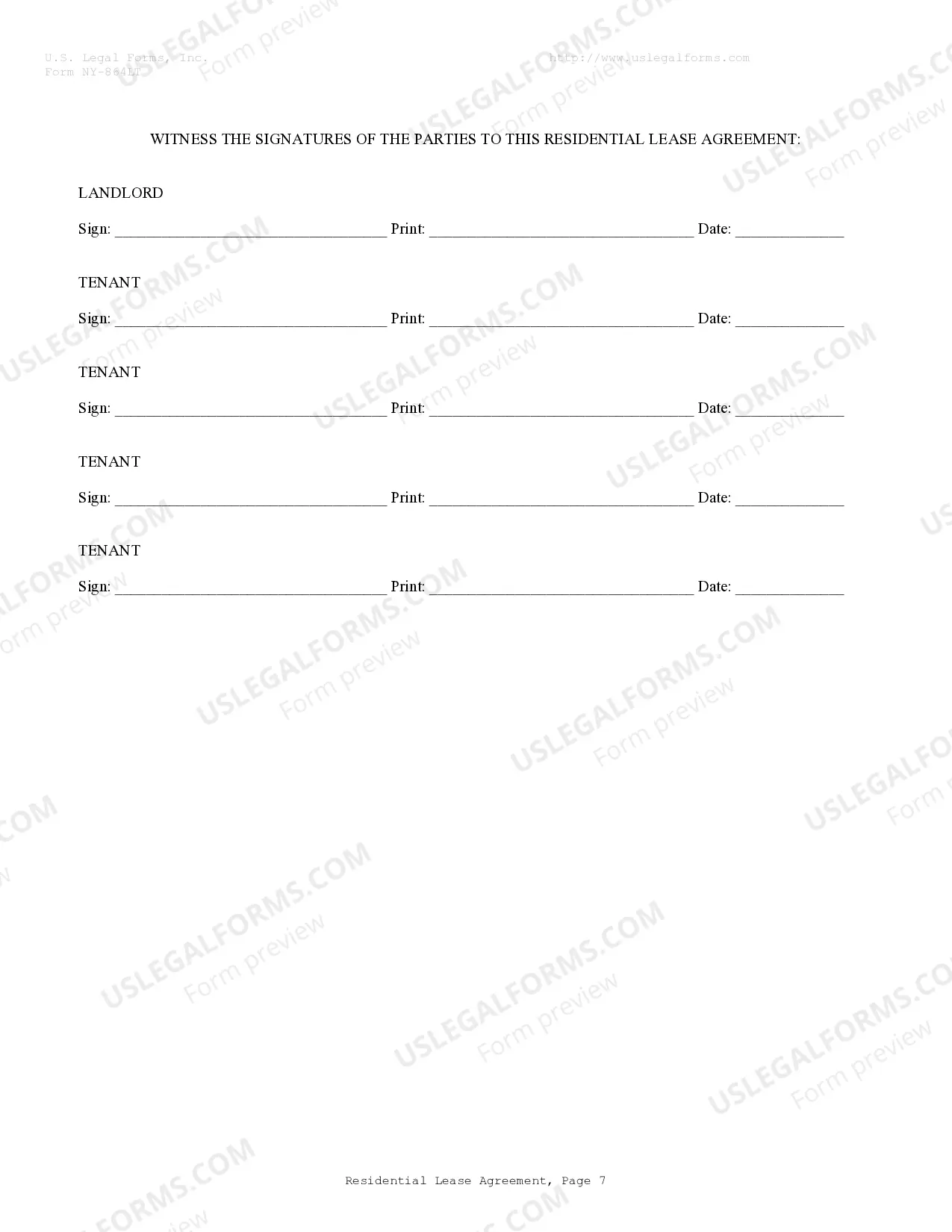 Preview Residential Rental Lease Agreement