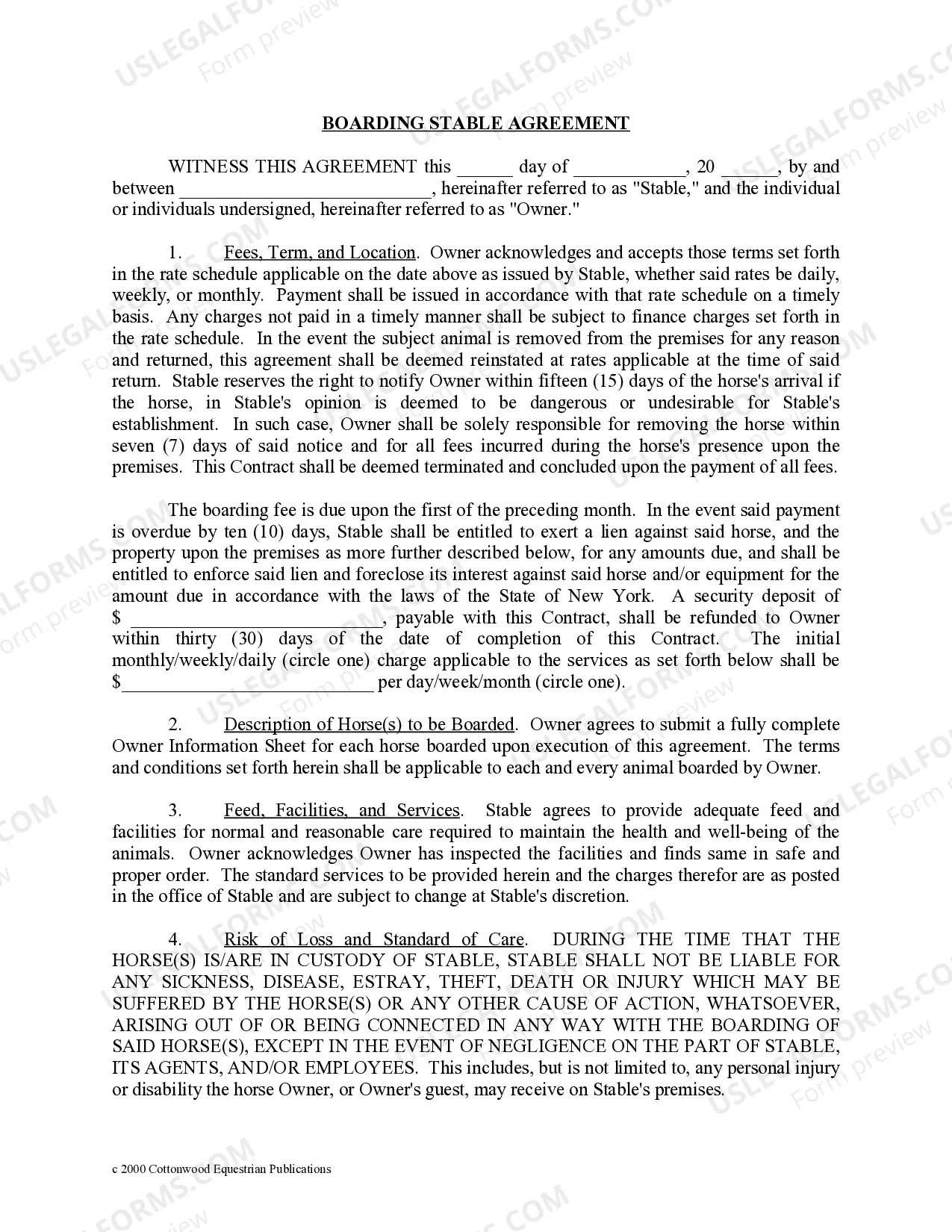 Preview New York Horse Equine Forms Package