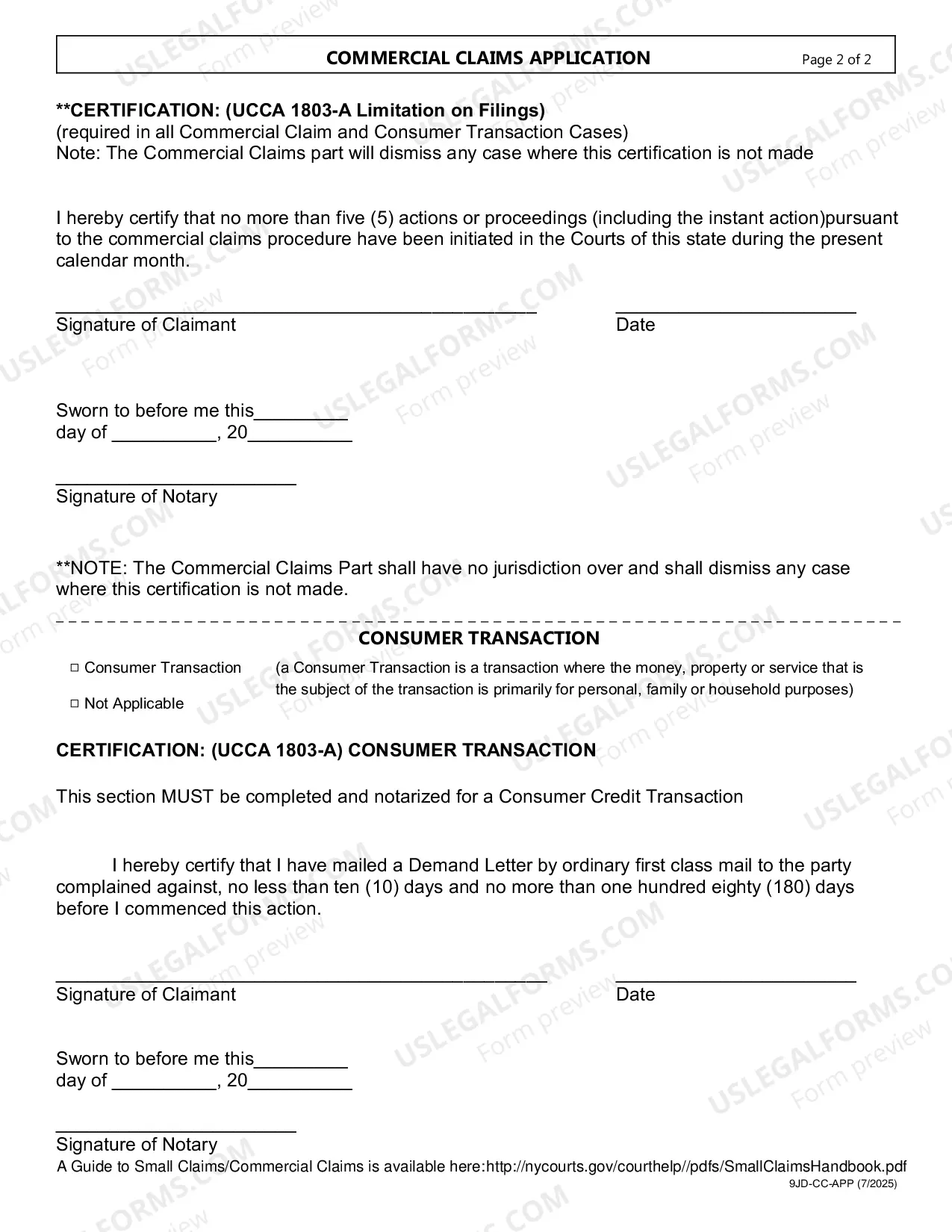 Preview Commercial Claims Application