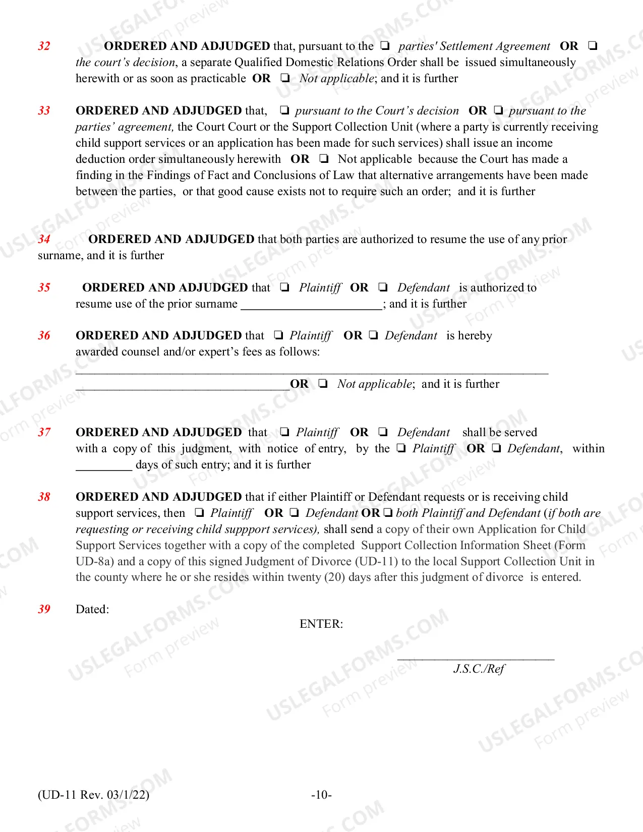 Preview Judgment of Divorce