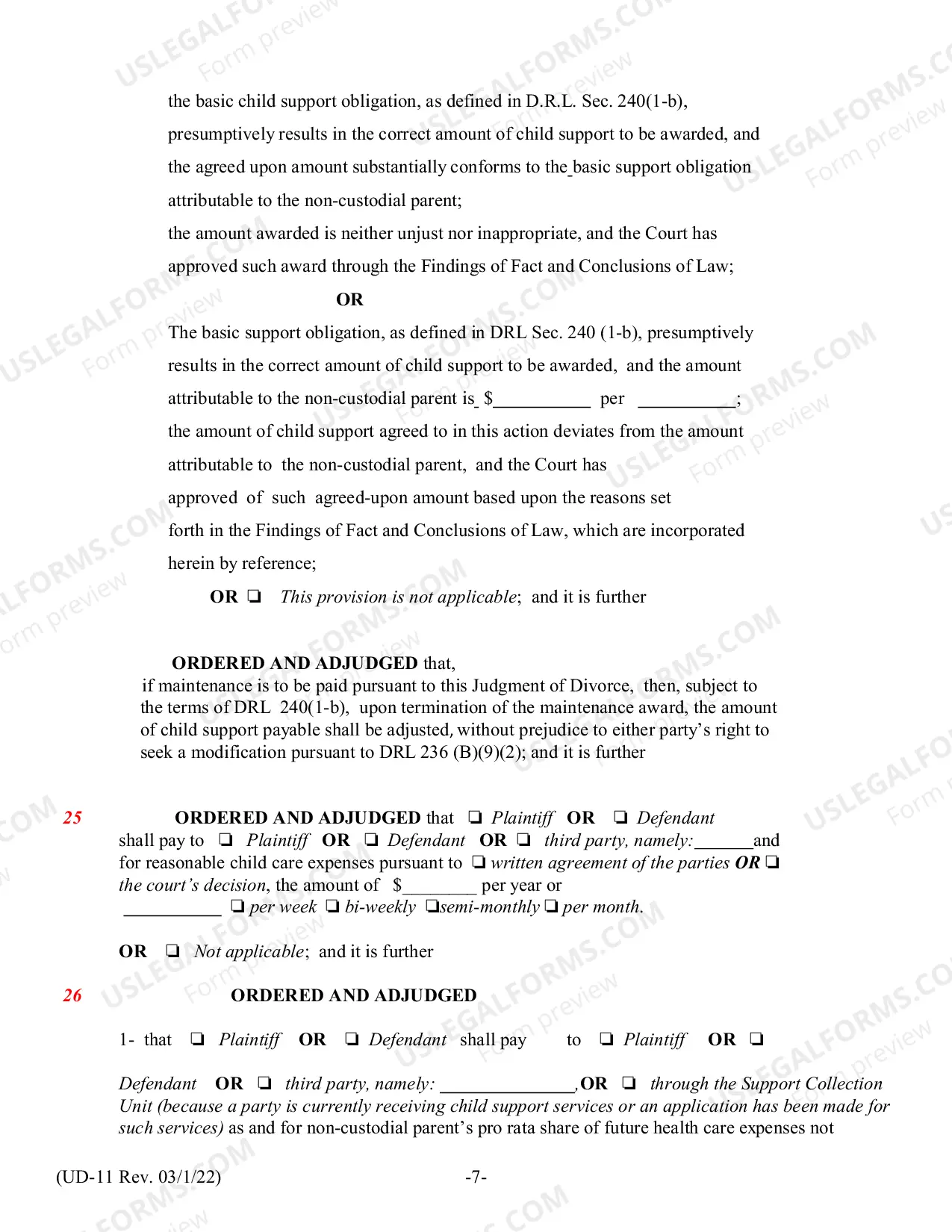 Preview Judgment of Divorce