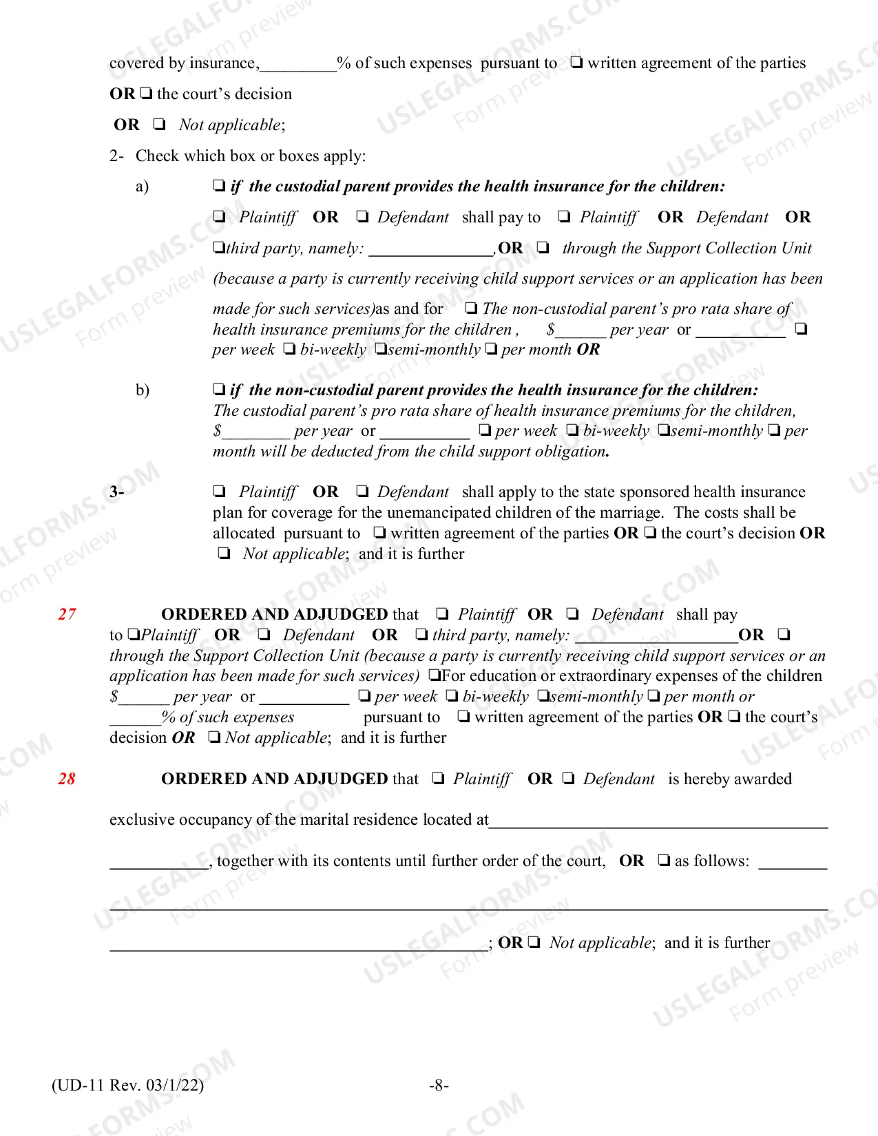 Preview Judgment of Divorce
