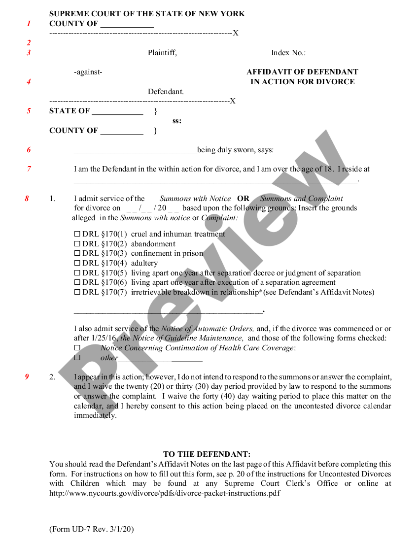 Bronx New York Affidavit Of Defendant | US Legal Forms