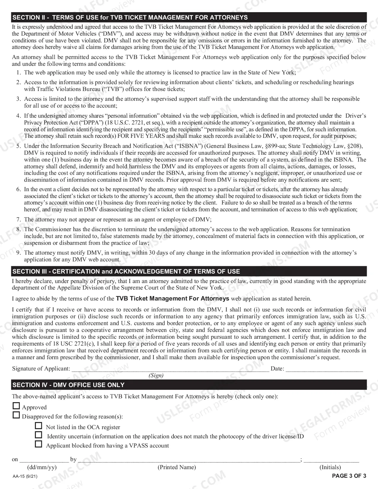 Preview TVB Ticket Management for Attorneys Application for Web Access