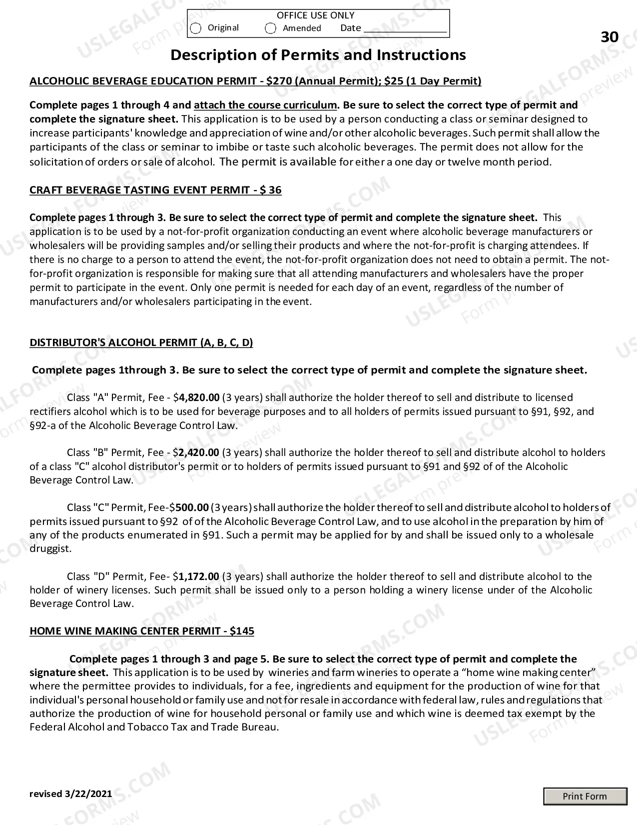 Preview Miscellaneous Permits II Application and Instructions
