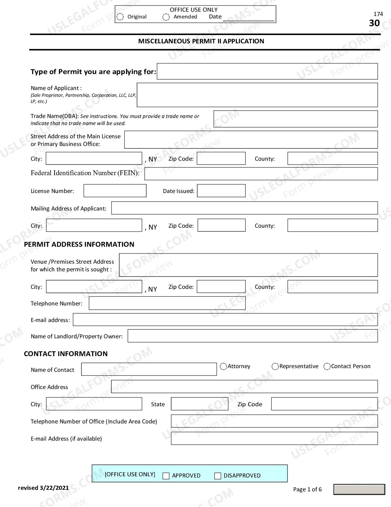 Preview Miscellaneous Permits II Application and Instructions