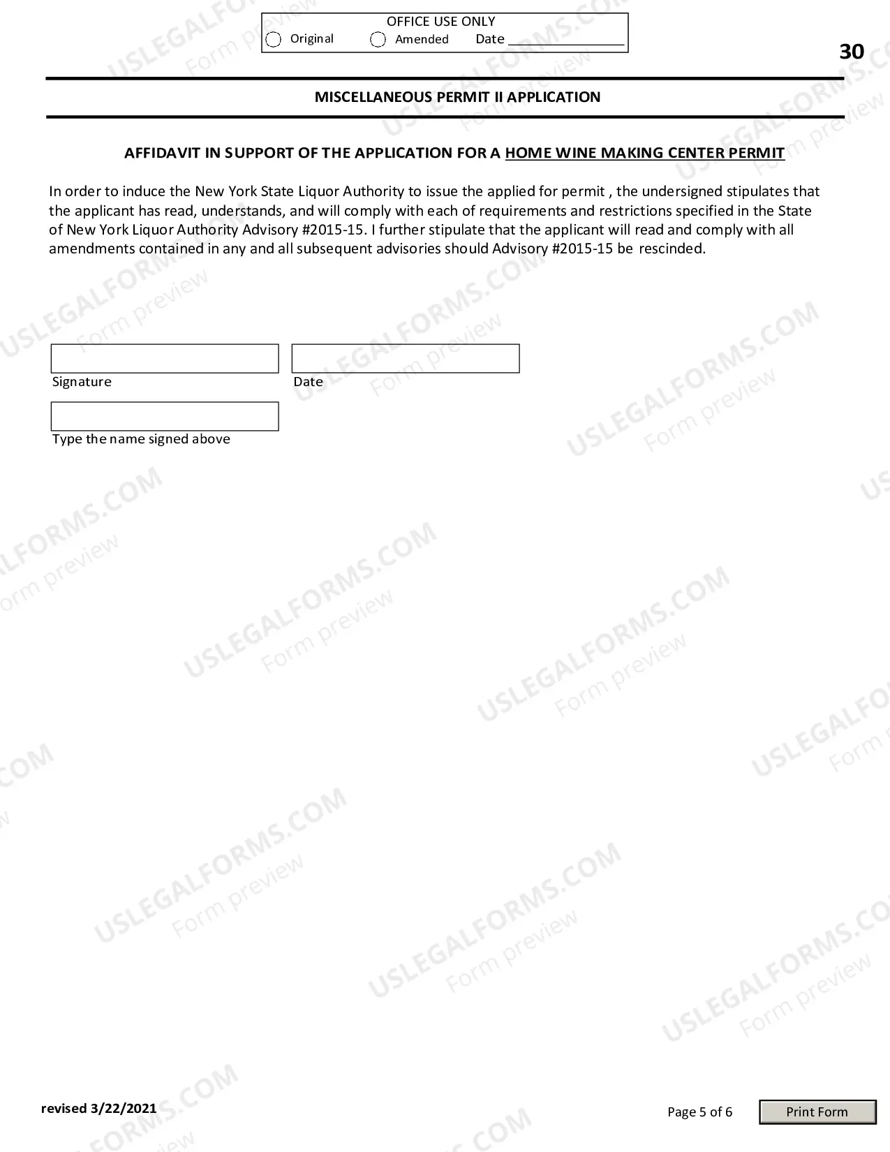 Preview Miscellaneous Permits II Application and Instructions