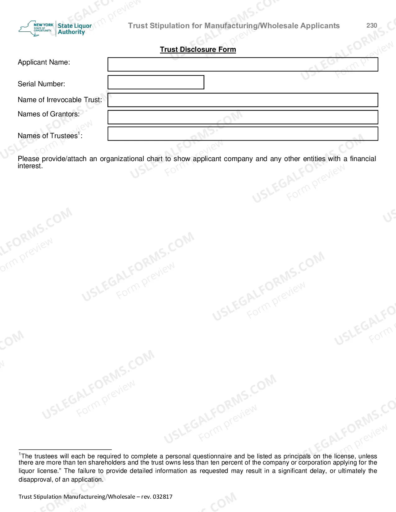 Preview Trust Stipulation for Manufacturing Wholesale Applicants (rev-032817)