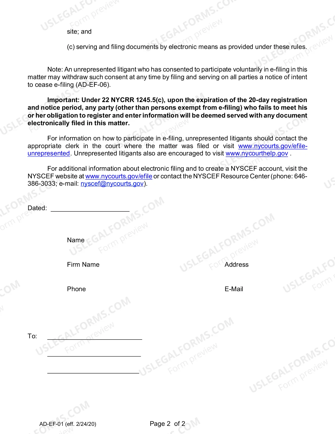 Preview Notification of Case Number and Other Information in E-Filed Appeal or Transferred Matter