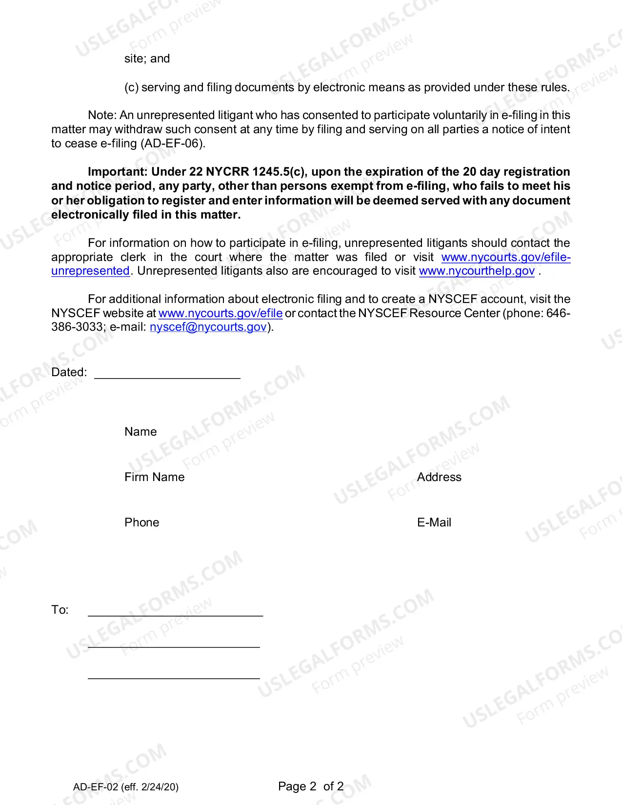 Preview Notification of Case Number and Other Information in E-Filed Original Proceeding