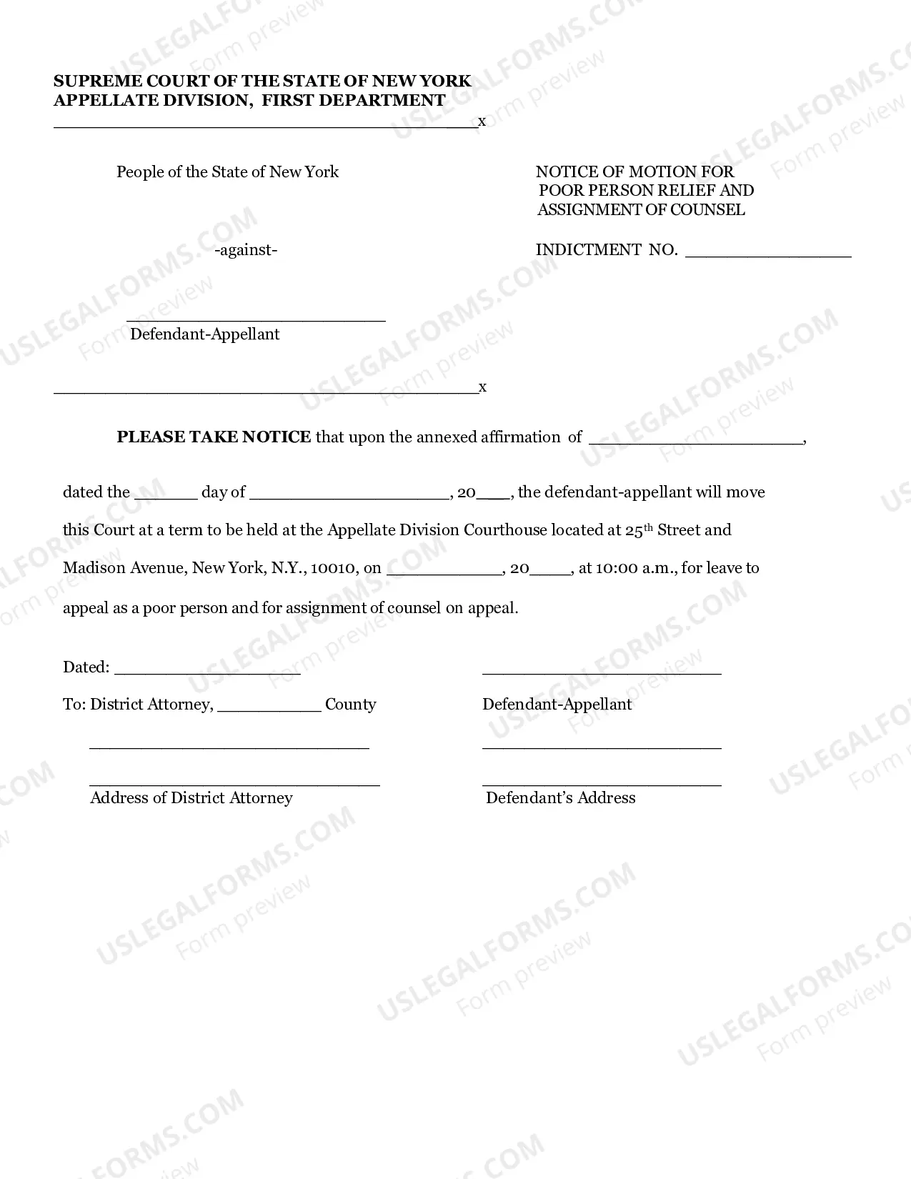 Preview Criminal Poor Person Application