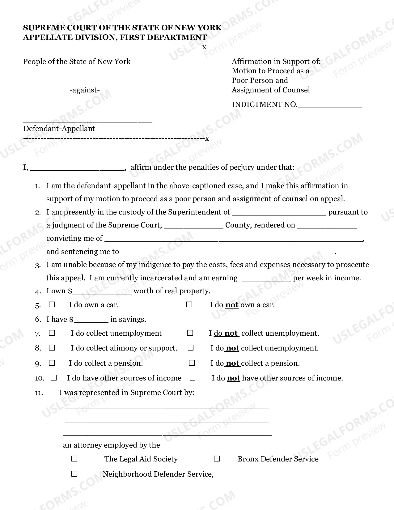 Preview Criminal Poor Person Application