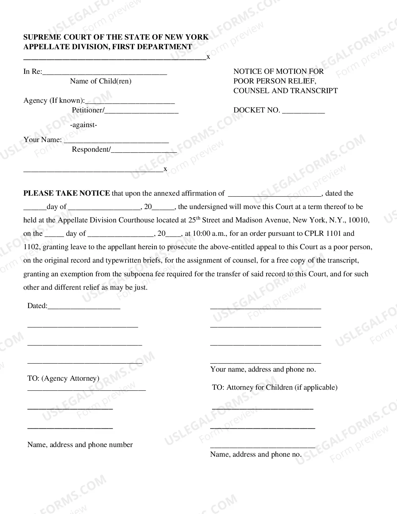 Preview Family Court Poor Person Application