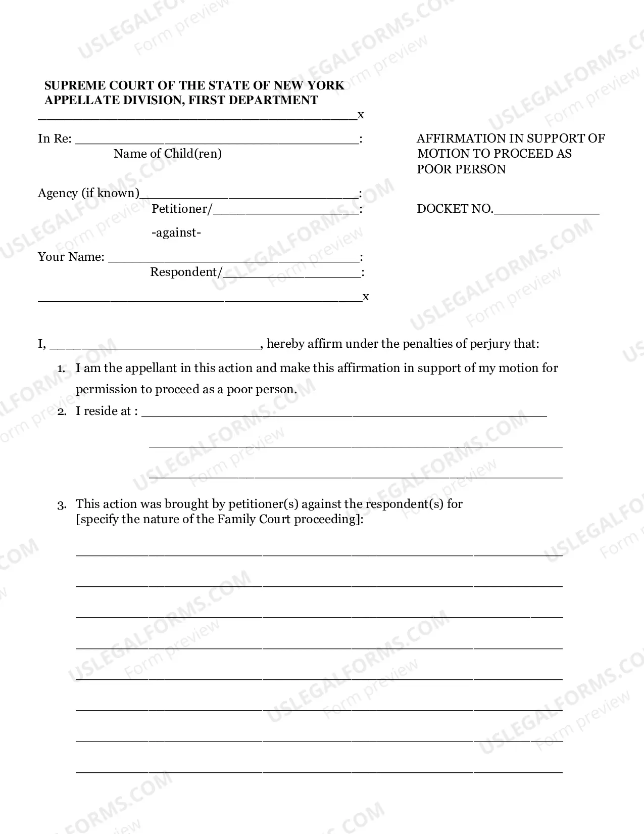 Preview Family Court Poor Person Application