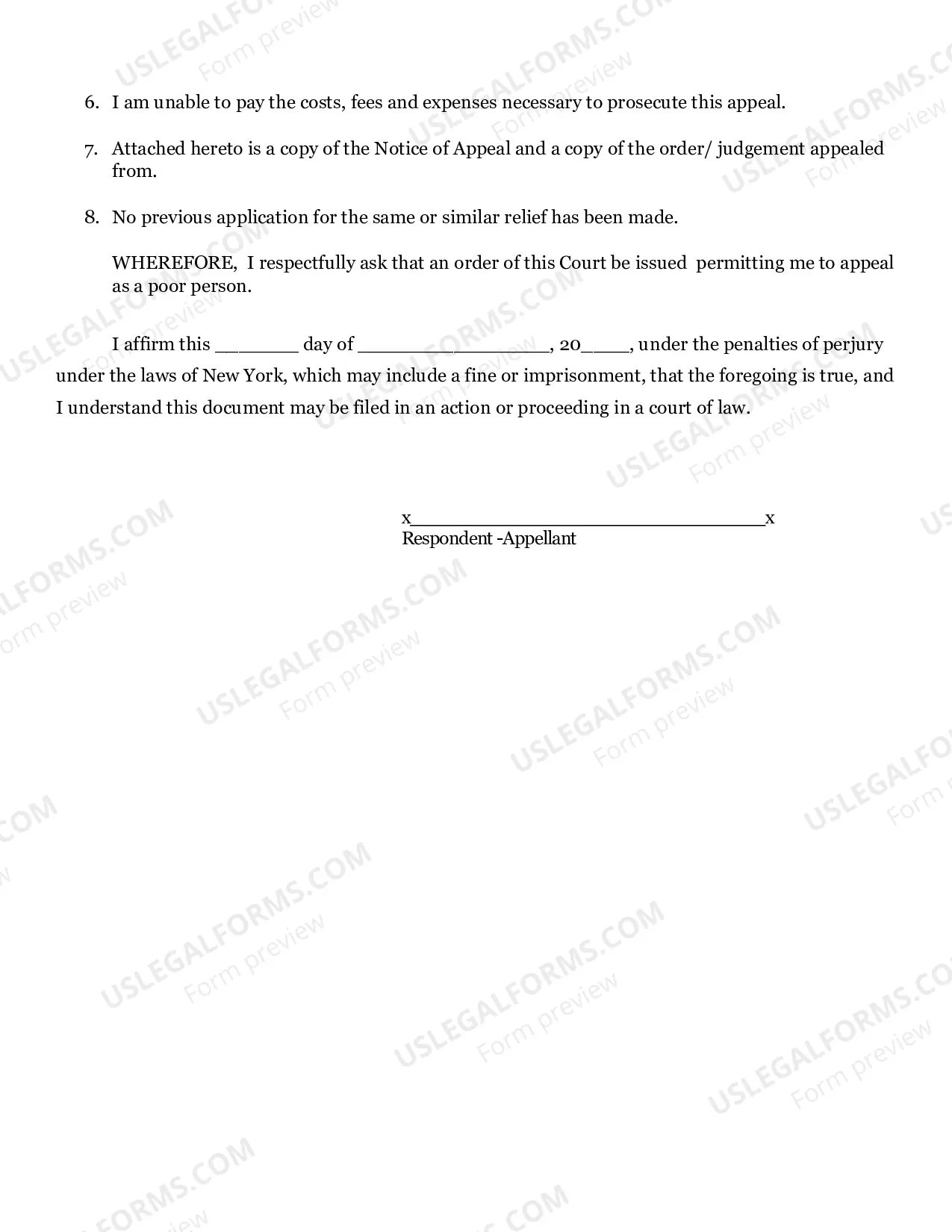 Preview Family Court Poor Person Application