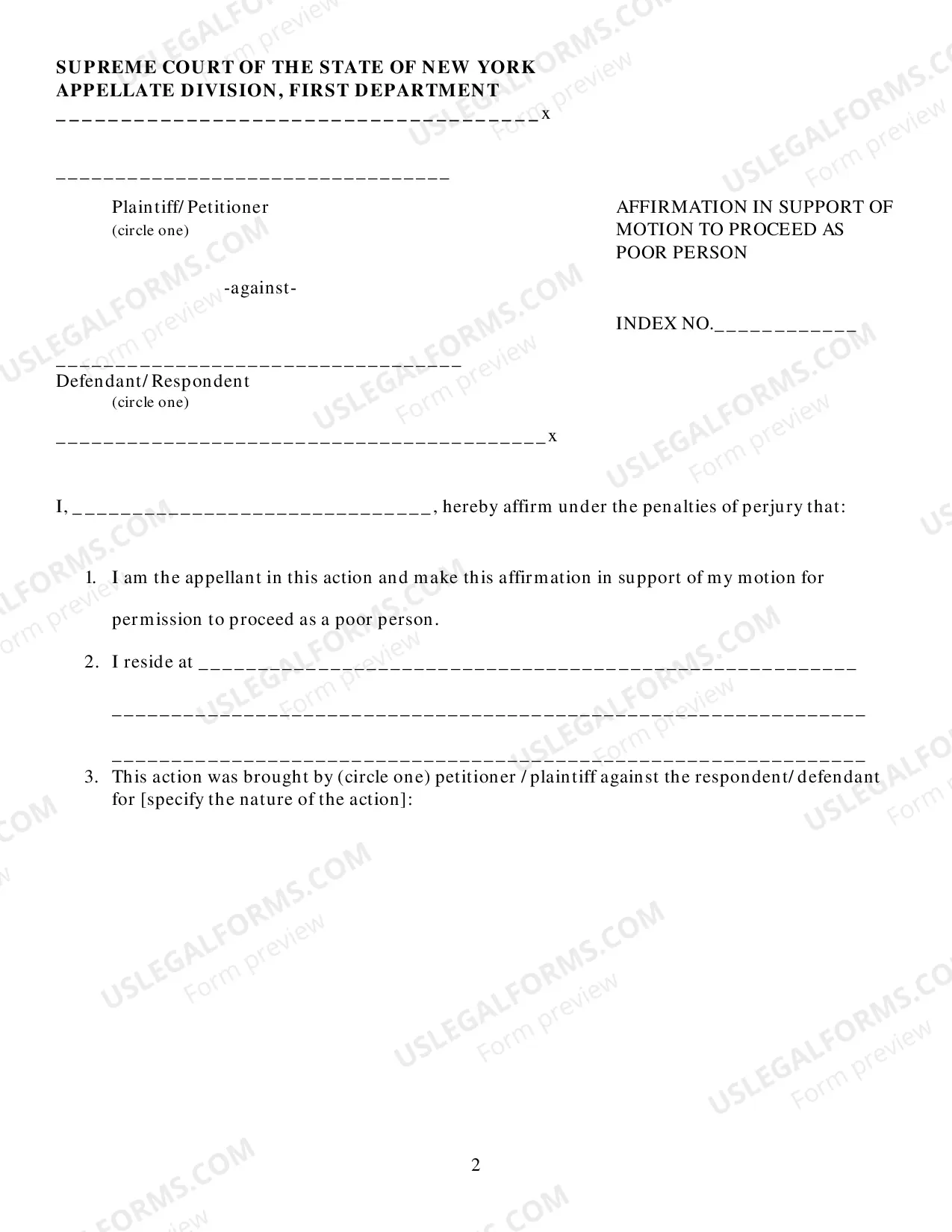 Preview Civil Supreme Court Poor Person Application