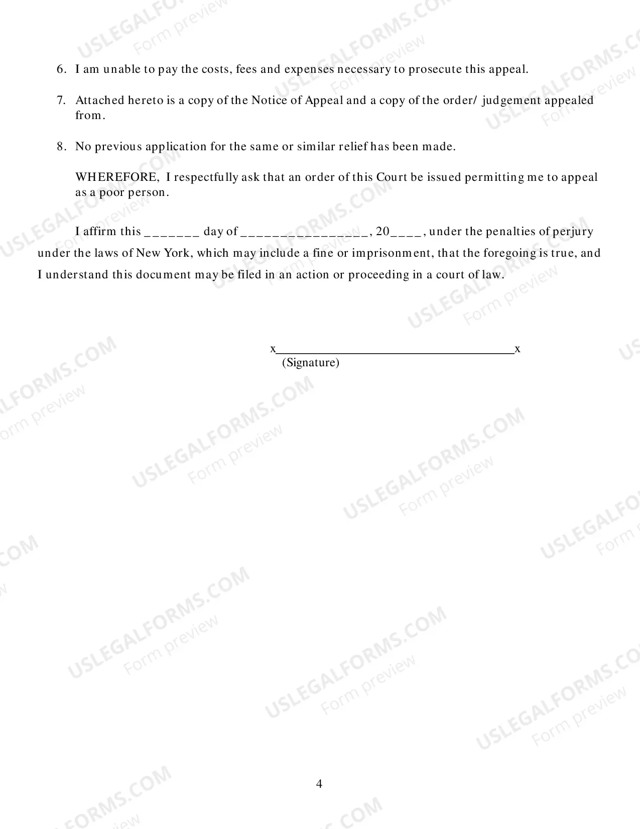 Preview Civil Supreme Court Poor Person Application