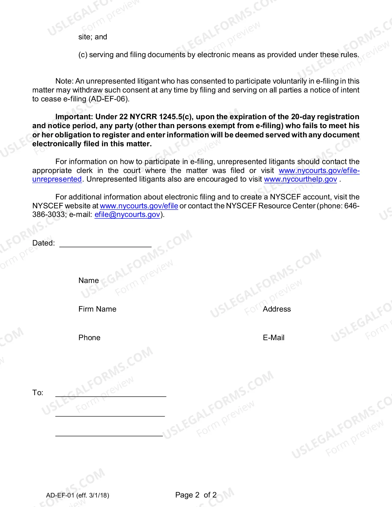 Preview Efiling Notification of Case Number and Other Information in E-Filed Appeal or Transferred Matter