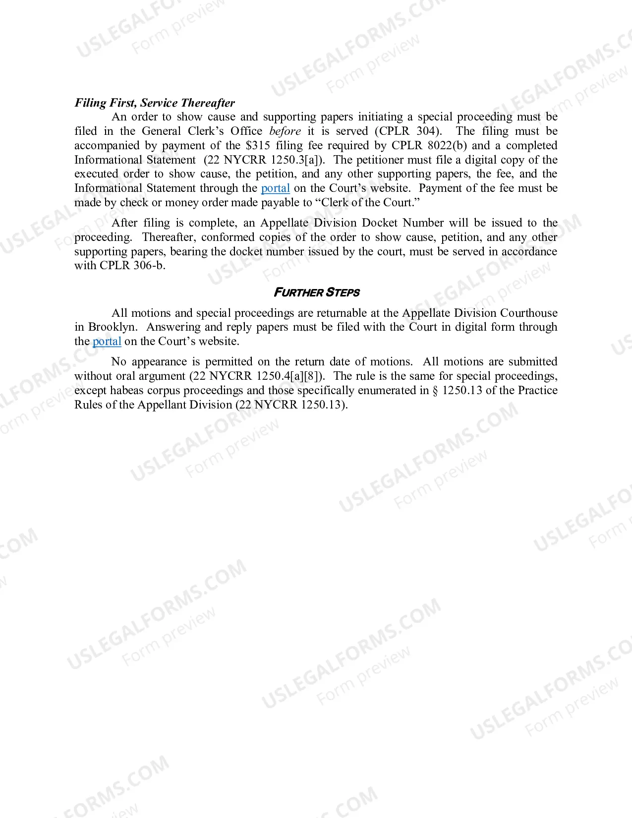 Preview Guide to Service, Filing, & Fees for Orders to Show Cause Signed in Chambers