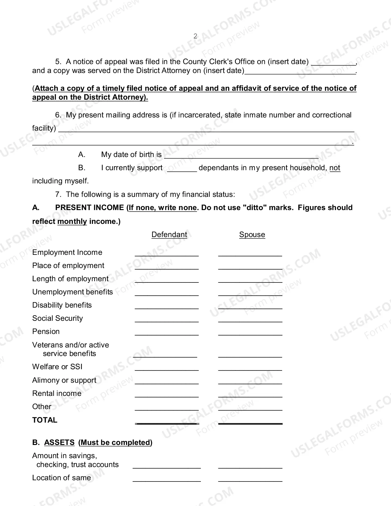 Preview Poor Person/Assignment of Counsel Form - Judgment of Conviction
