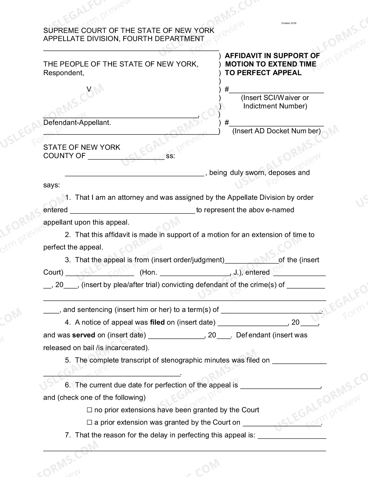 Preview Motion to Extend Time to Perfect Appeal - Judgment of Conviction