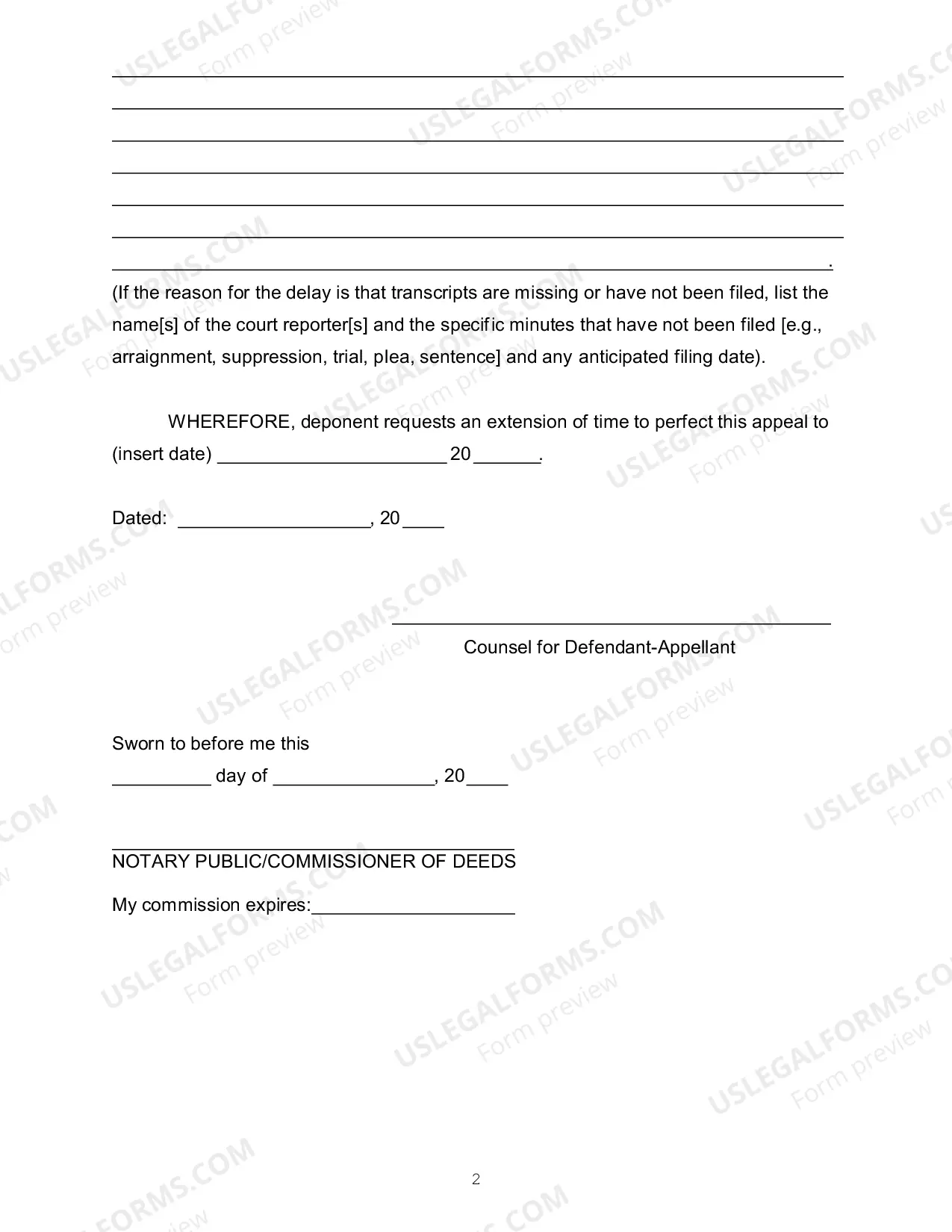Preview Motion to Extend Time to Perfect Appeal - Judgment of Conviction