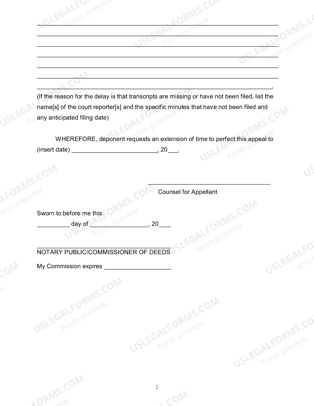 Preview Motion to Extend Time to Perfect Appeal - Habeas Corpus Order