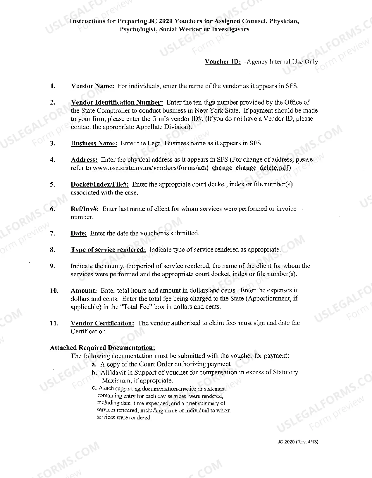 Preview New York State JC2020 Voucher