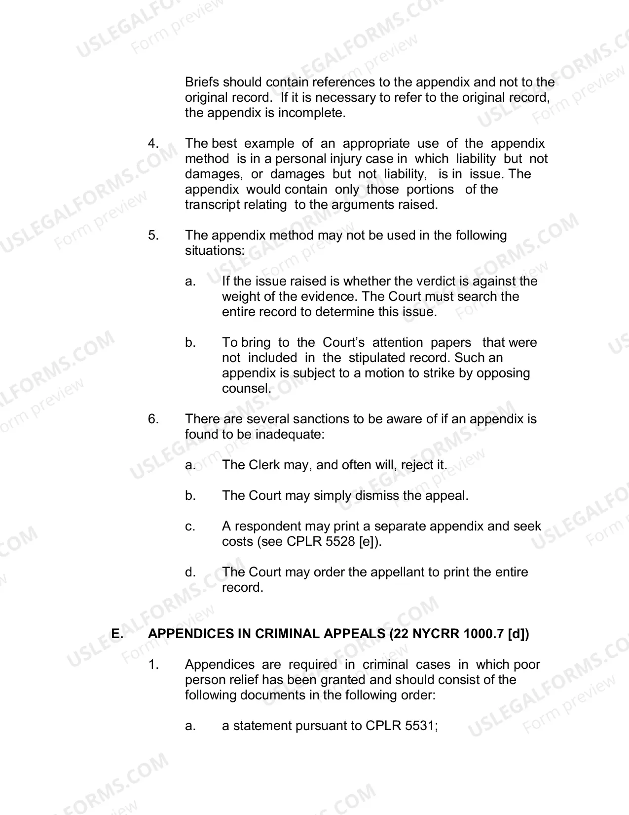 Preview Guidelines for Perfecting Appeals