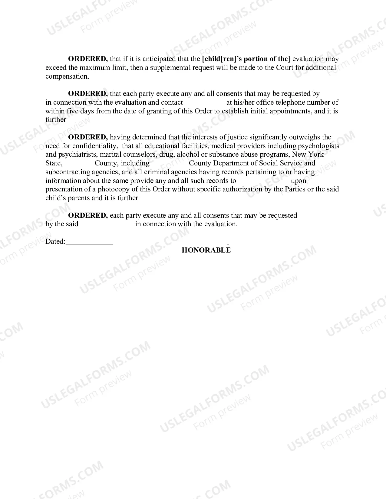 Preview Expert Order with Retainer Paid by Party