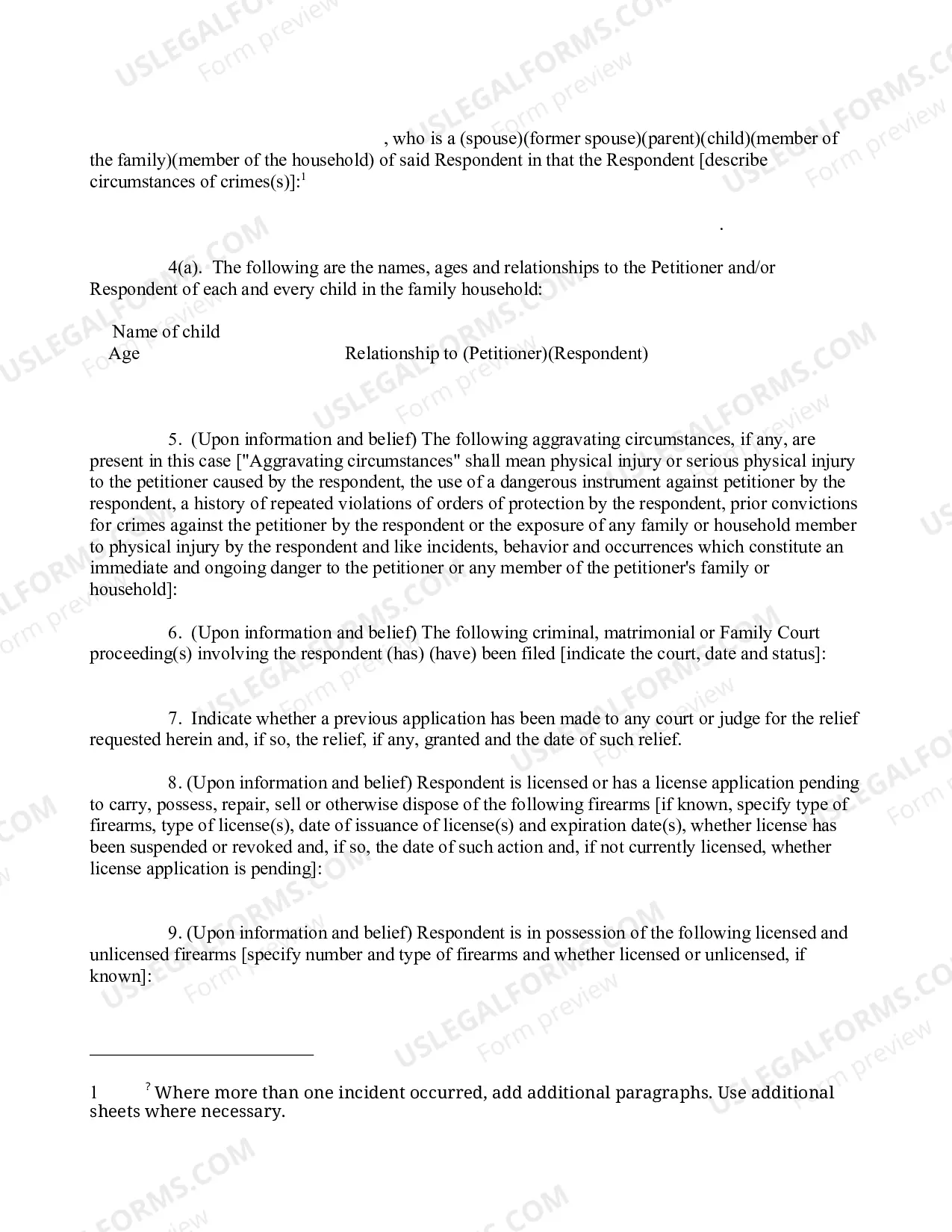 Preview Family Offense Petition