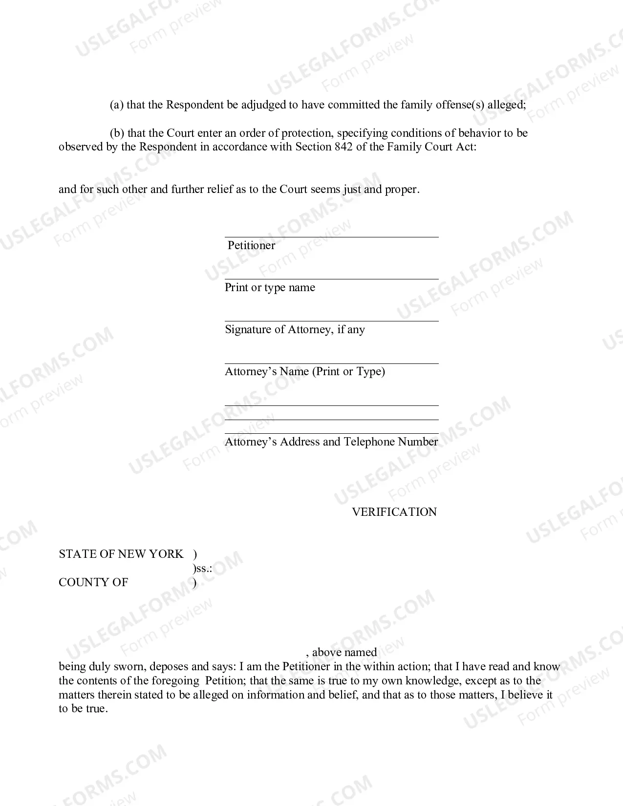Preview Family Offense Petition