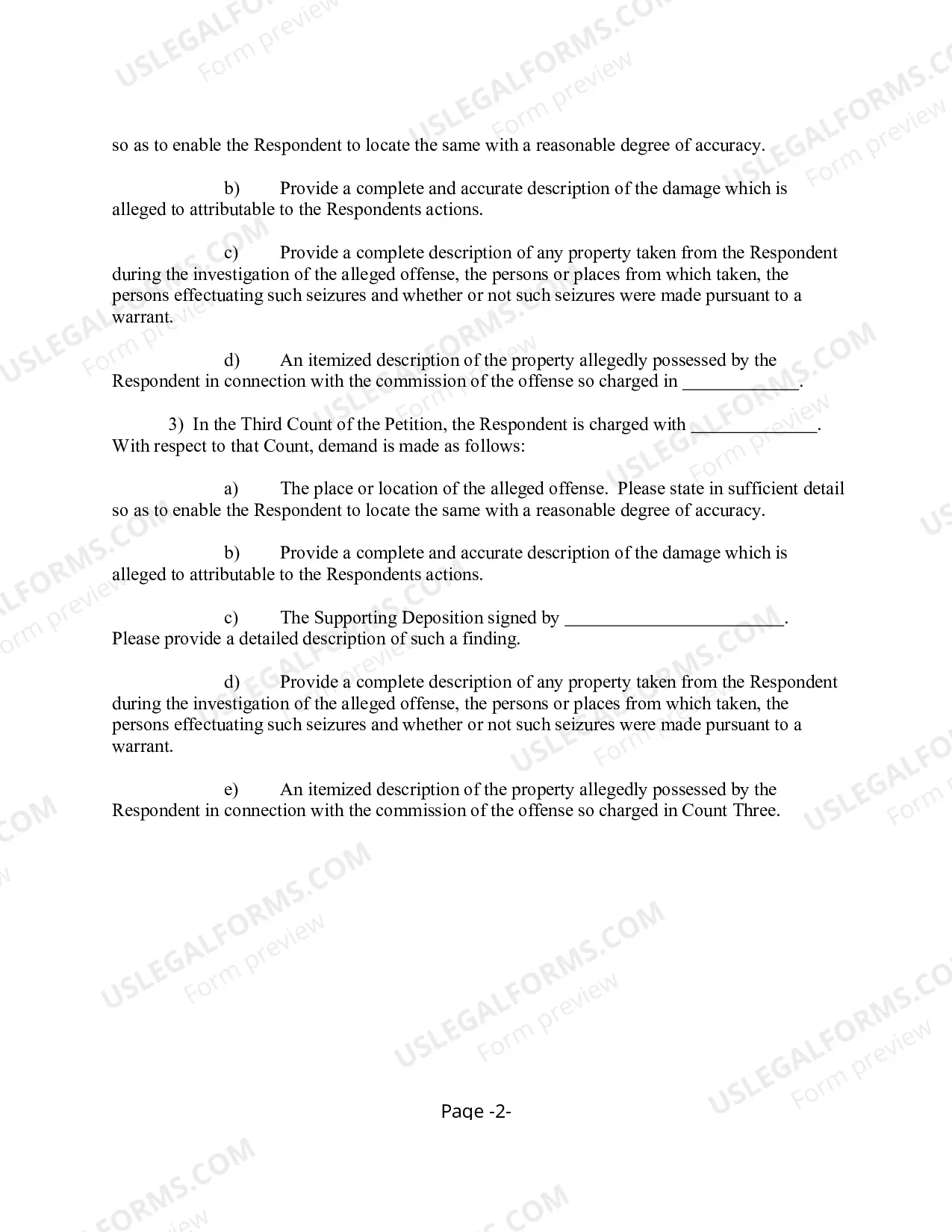 Preview Demand For Bill of Particulars