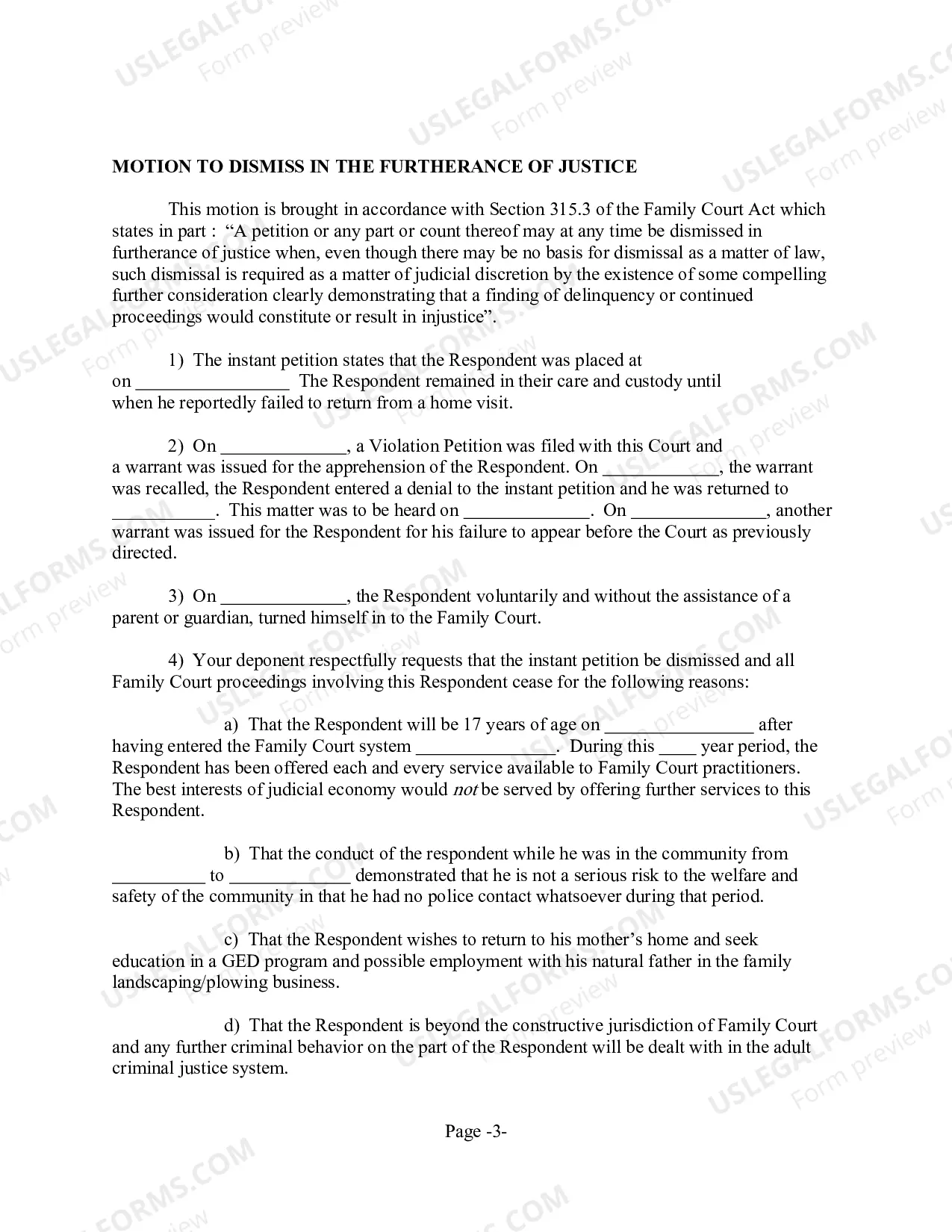Preview Motion to Dismiss Violation Petition in the Interest of Justice