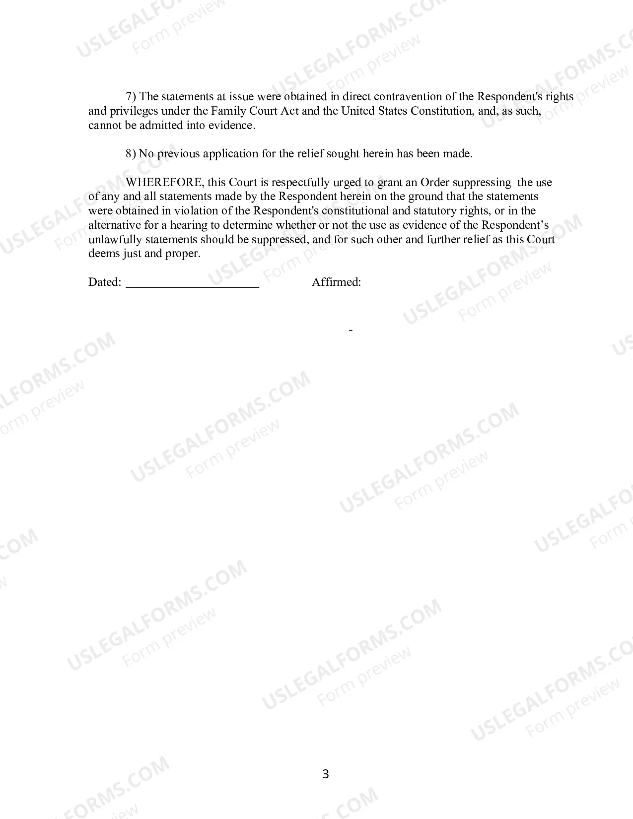 Preview Motion to Supress Statements on 306.1(7) Grounds