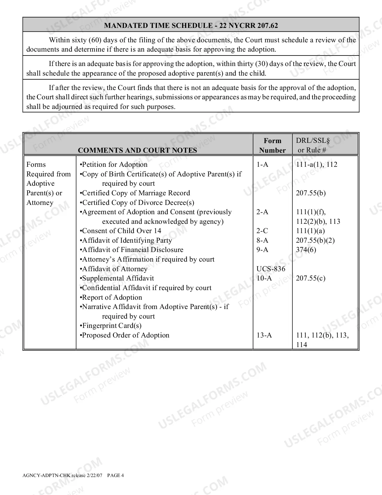 Preview Agency Adoption Proceeding Checklist