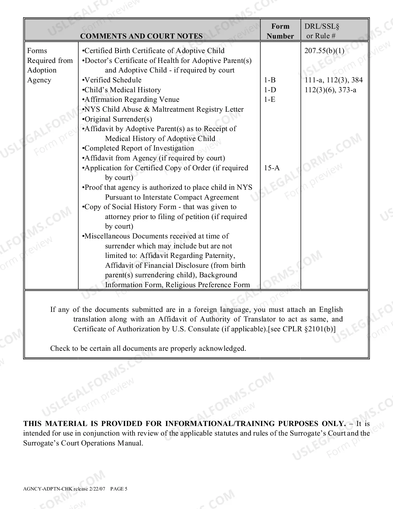 Preview Agency Adoption Proceeding Checklist