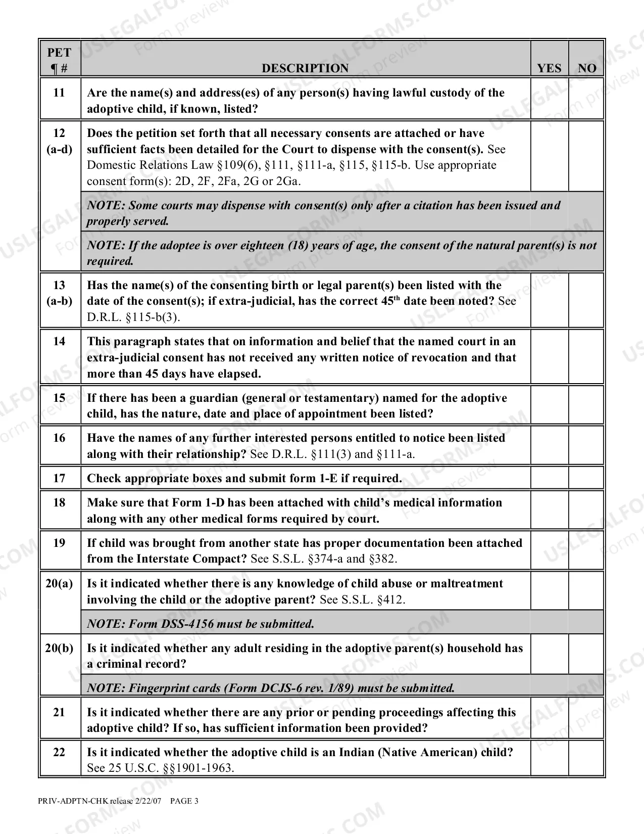 Preview Private Placement Adoption Proceeding Checklist