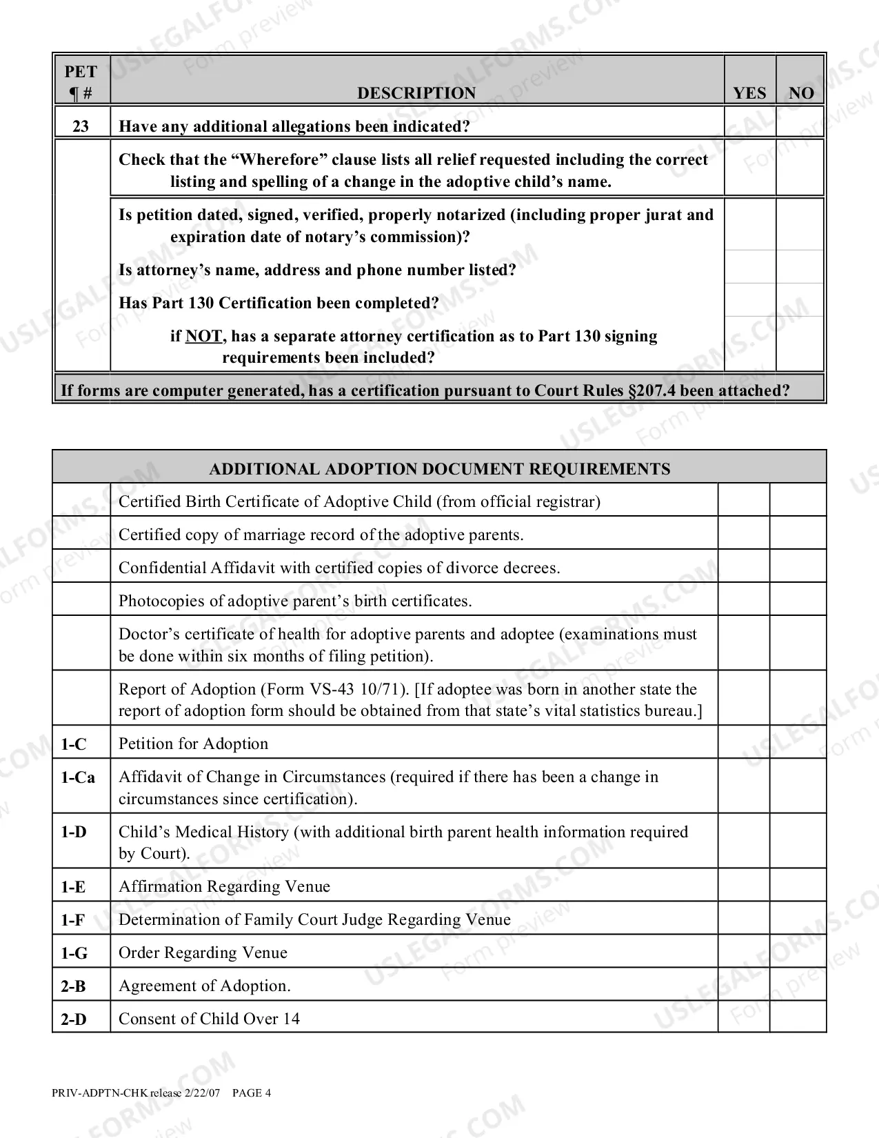 Preview Private Placement Adoption Proceeding Checklist