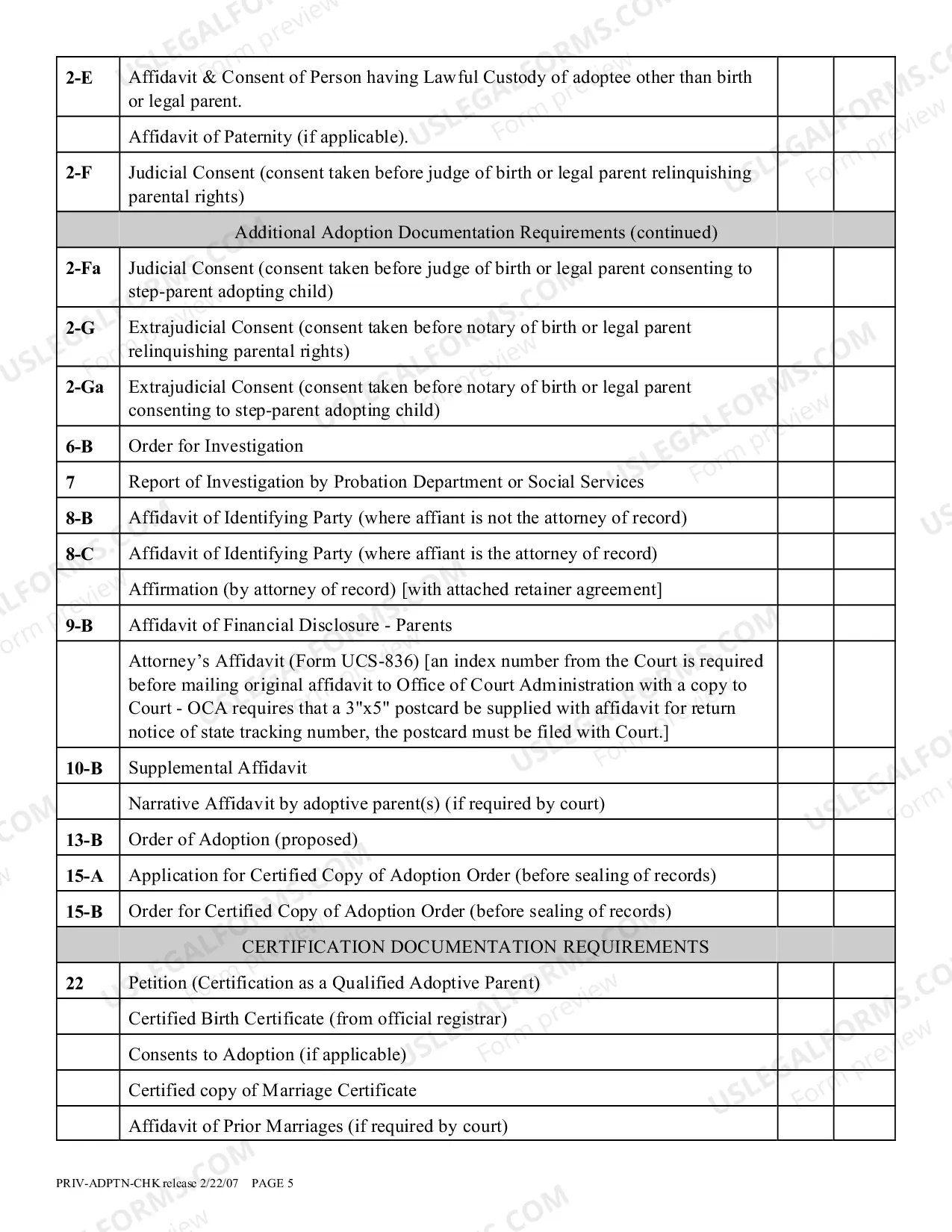 Preview Private Placement Adoption Proceeding Checklist