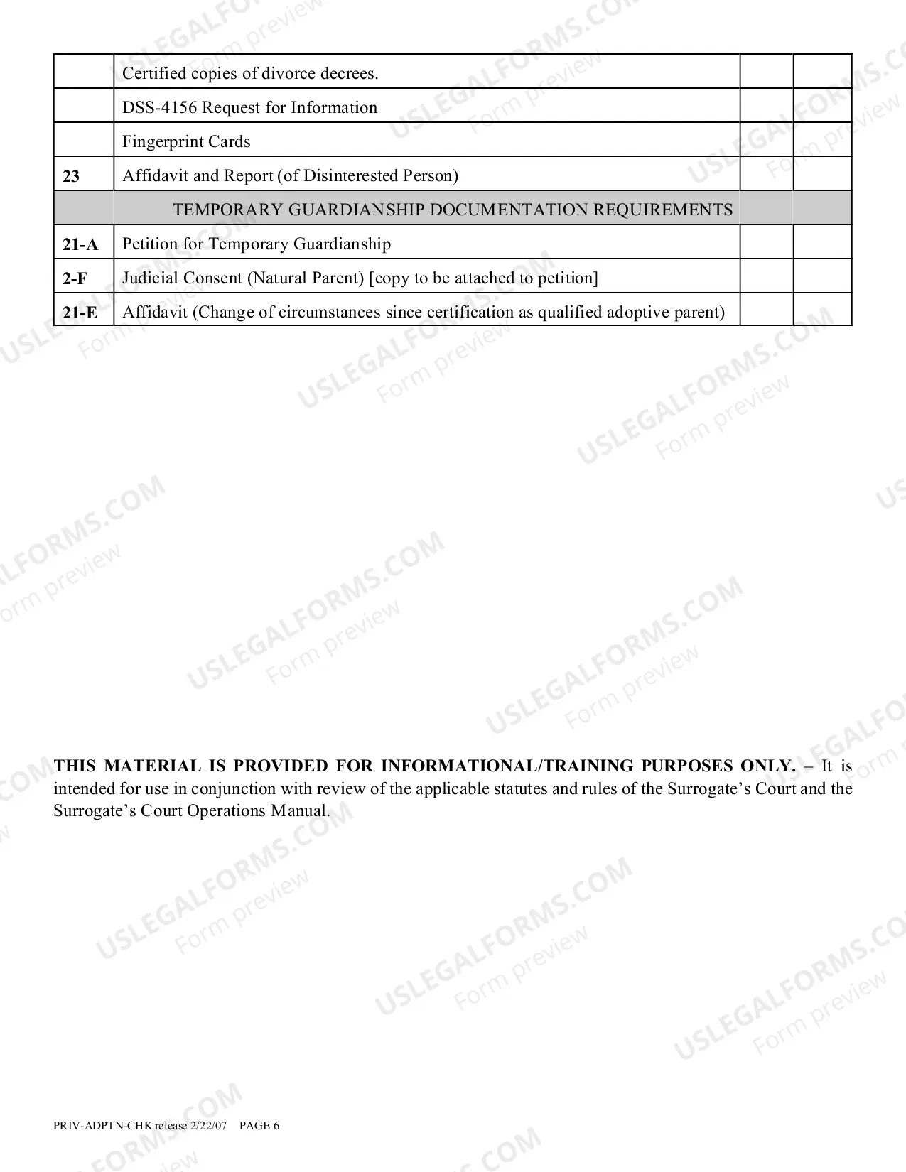 Preview Private Placement Adoption Proceeding Checklist