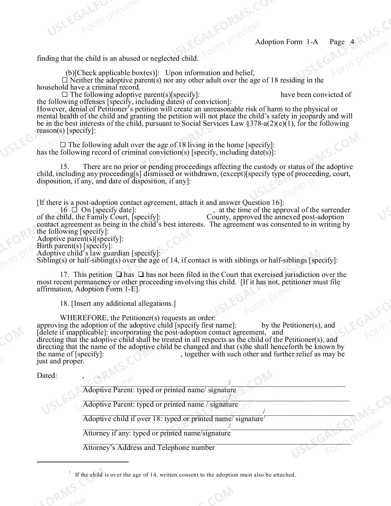 Preview Petition For Adoption (Agency)