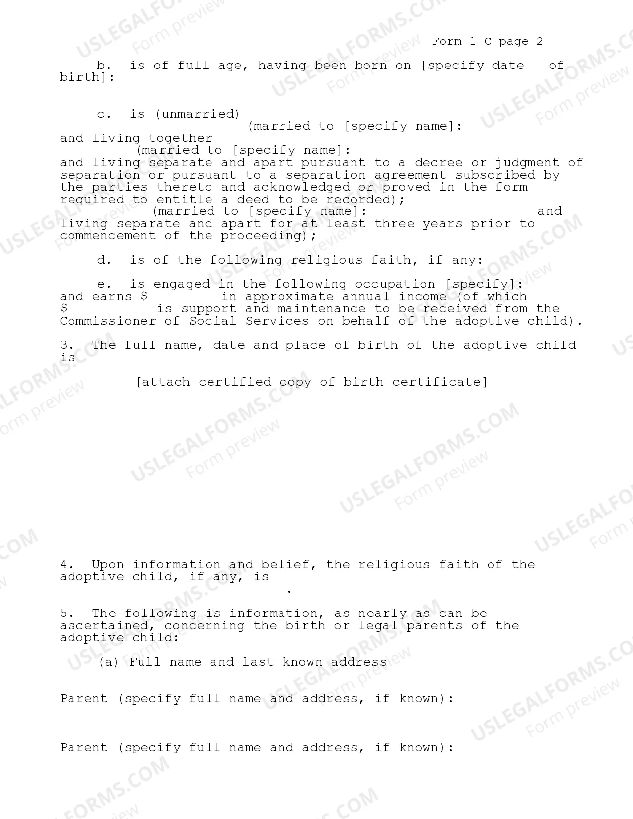 Preview Petition For Adoption (Private Placement)